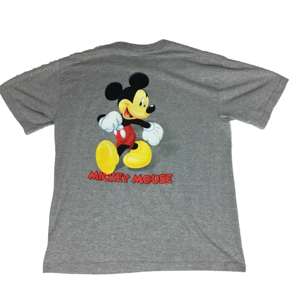 Disney Mickey Mouse‎ 1928 Mens XL Gray Graphic T-Shirt Double Sided AB1010